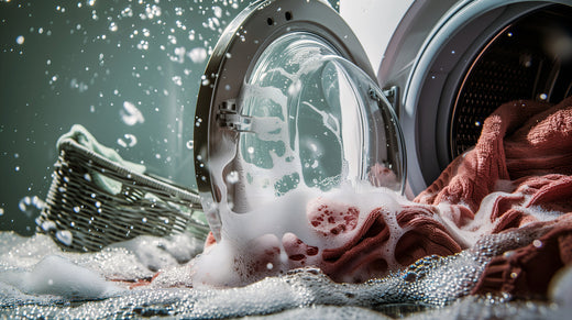 Image of a washing machine overflowing with suds