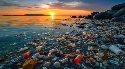 Plastic bottles in the ocean